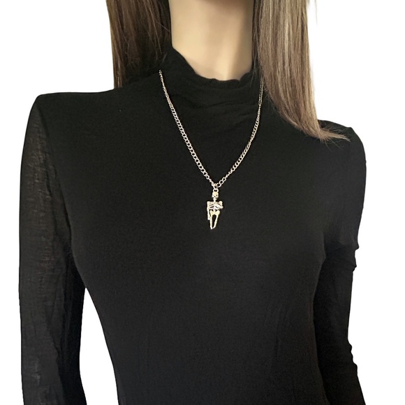 Skelton Necklace Medium Weight 22" Chain Chrome tone Hand Crafted - Picture 5 of 6